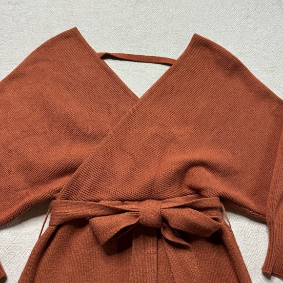Lulus Modena Rust Brown Knit Dolman Sleeve Bodycon Sweater Dress M - Picture 4 of 8